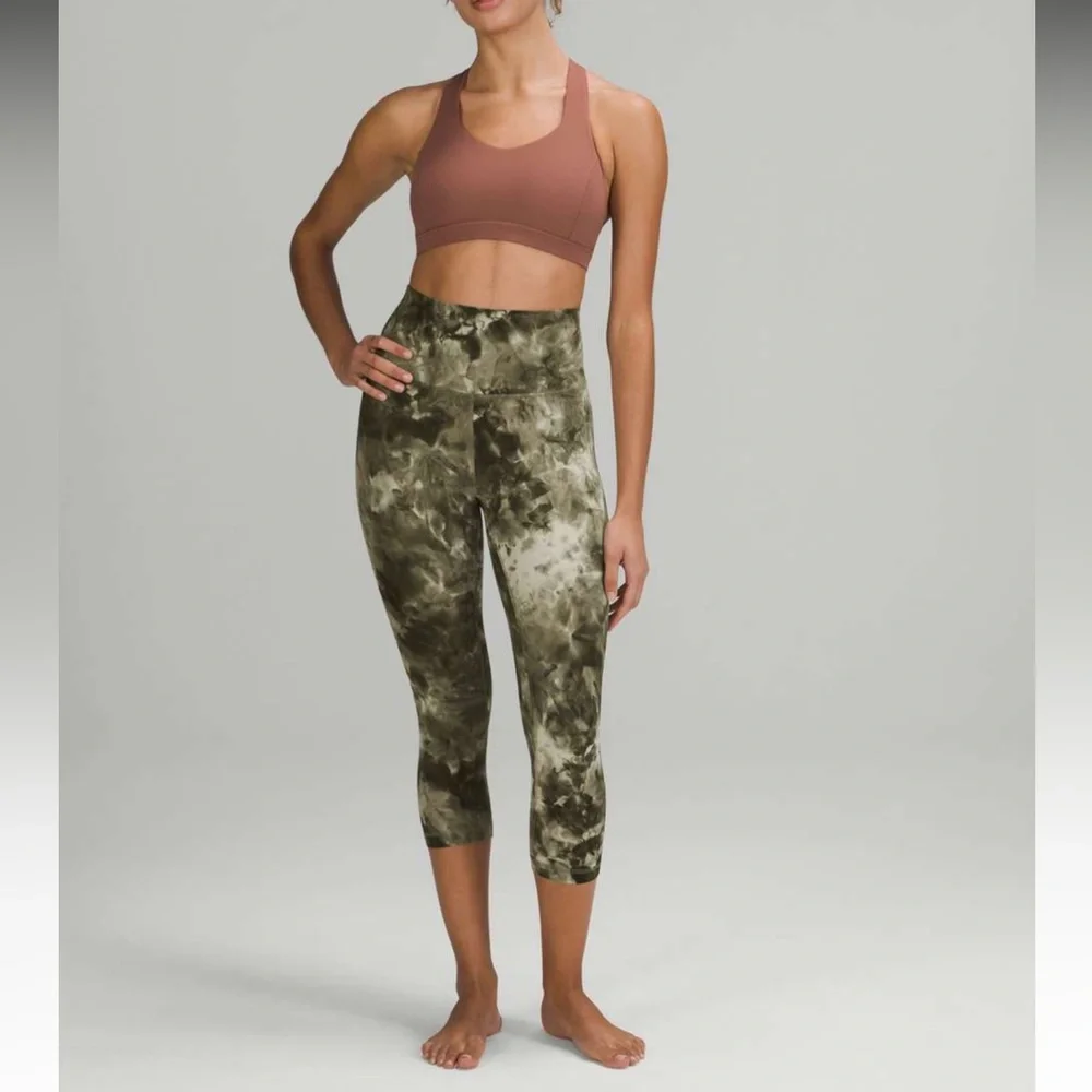 Women’s Lululemon Align High-Rise Crop 21” Leggings Diamond Dye Sage Olive Sz 4